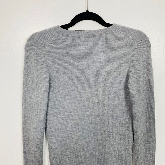 J. Crew Womens Size Small Gray Stretch Ribbed Merino Wool Sweater - Picture 6 of 7